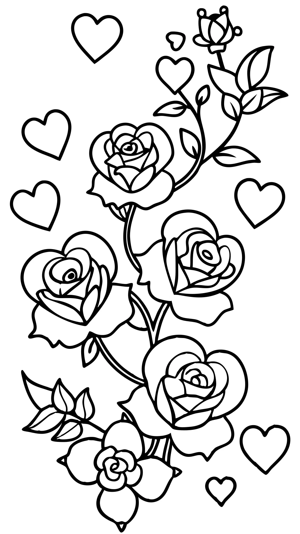 hearts and roses coloring pages